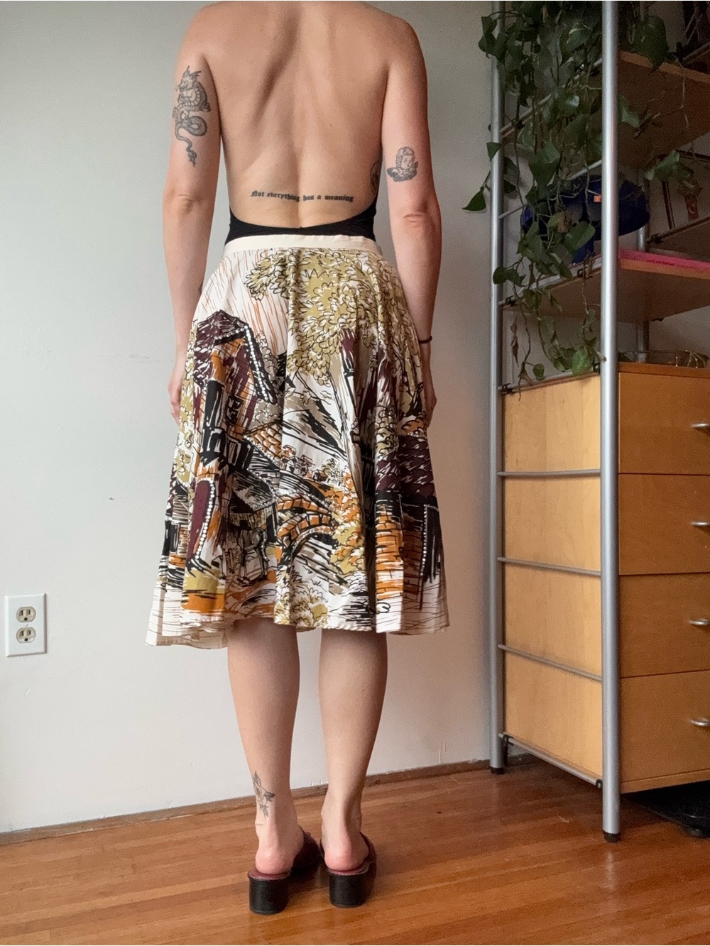 Angie Printed Sequin Cotton A-Line Midi Skirt - Picture 2 of 9
